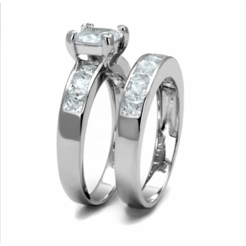 STERLING SILVER DIAMOND WEDDING SET - Picture 8 of 9